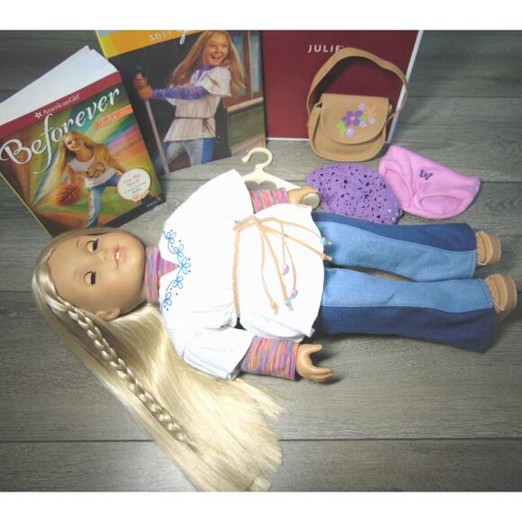 American Girl Doll 18" JULIE IN MEET OUTFIT Purse Hat Book Blonde Brown Eyes BOX - Picture 5 of 12